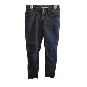 Levis‎ Womens 535 Super Skinny Faded Black Distressed Cropped Jeans Size 26 x 23